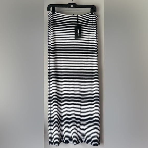 NWT Worth NY Navy White Houndstooth Stripe Long Women’s Skirt Sz M $298 - Picture 1 of 5